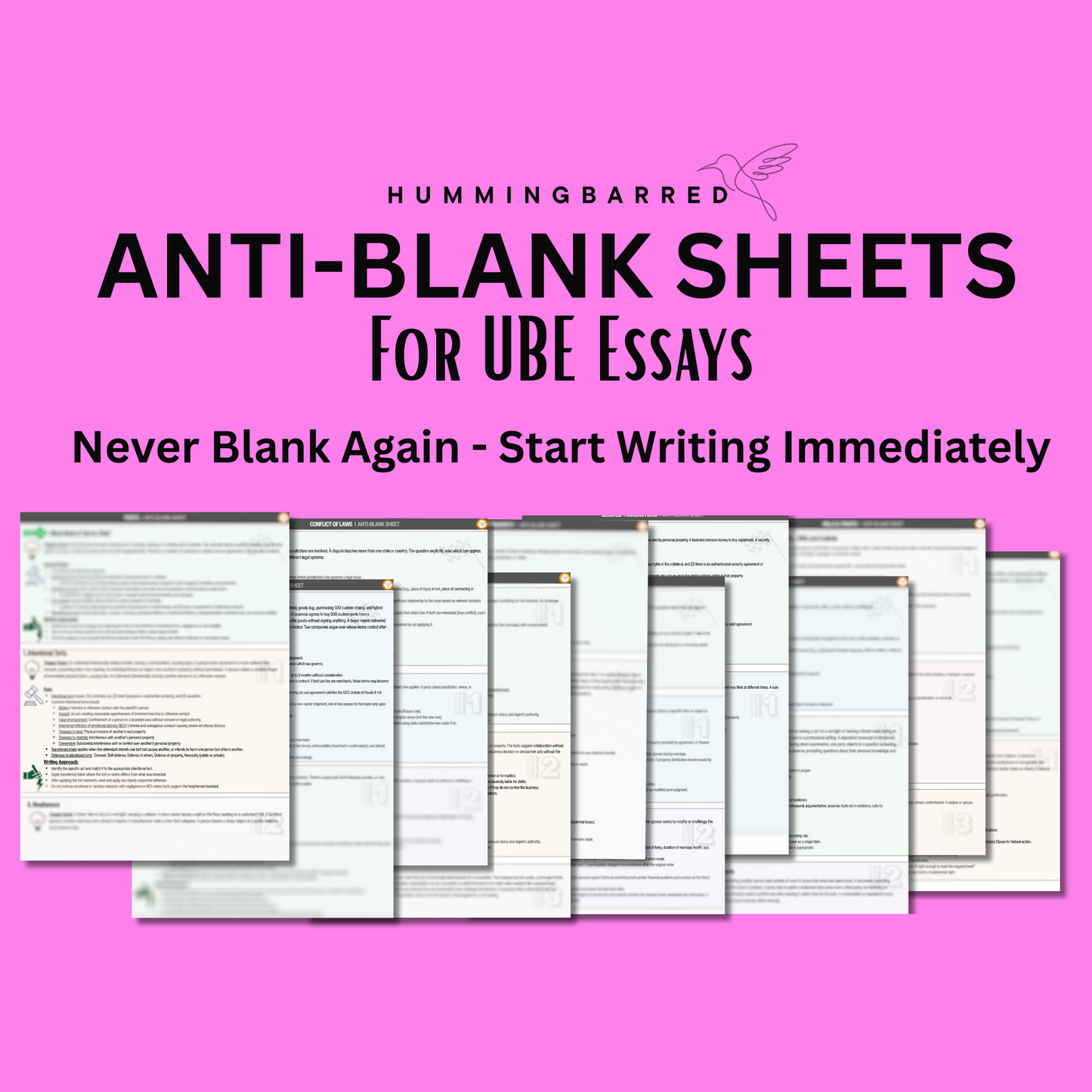 Bar Exam Anti-blank in essays sheet
